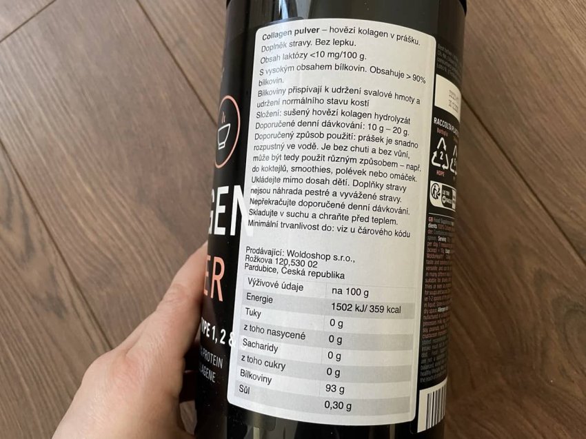 Hovädzí kolagén v prášku Collagen Pulver zloženie
