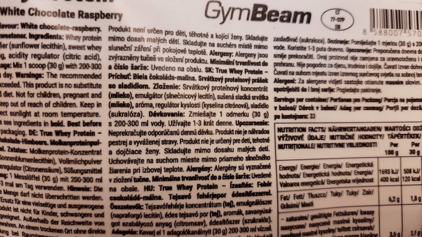 True Whey GymBeam zloženie