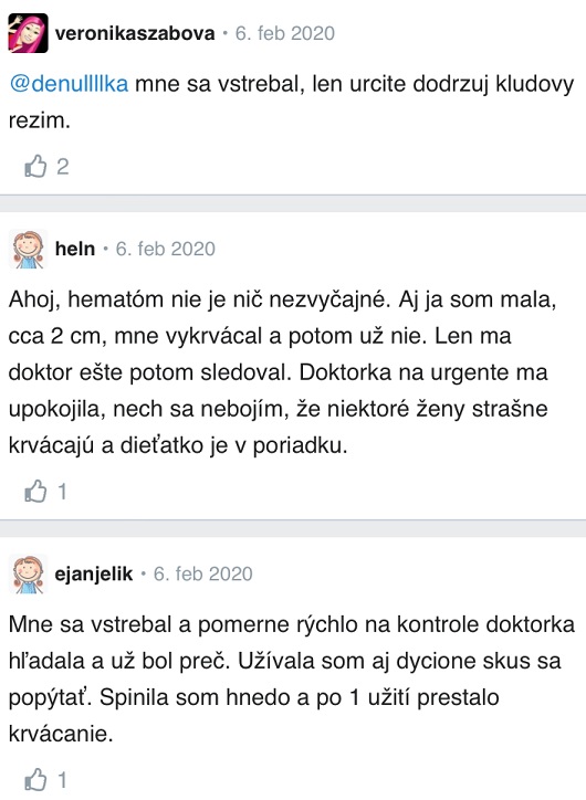 Hematóm v tehotenstve skúsenosti Modrykonik