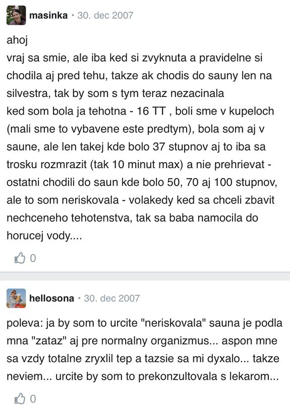 Je sauna v tehotenstve rizikom? skúsenosti Modrykonik